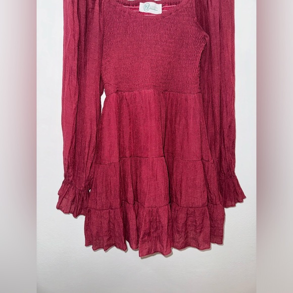 Pre-Owned LG Lizzie’s Boutique Maroon Long Sleeve Dress - Picture 3 of 9